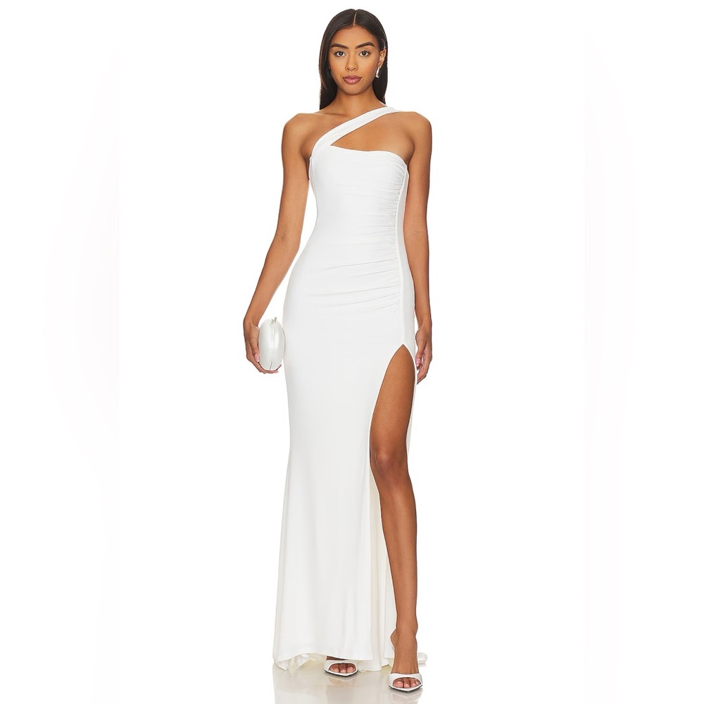Nookie One-Shoulder White Evening Gown